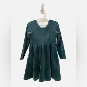 Hanna Andersson Velour Super Soft Skater Dress in Green - Size 4T